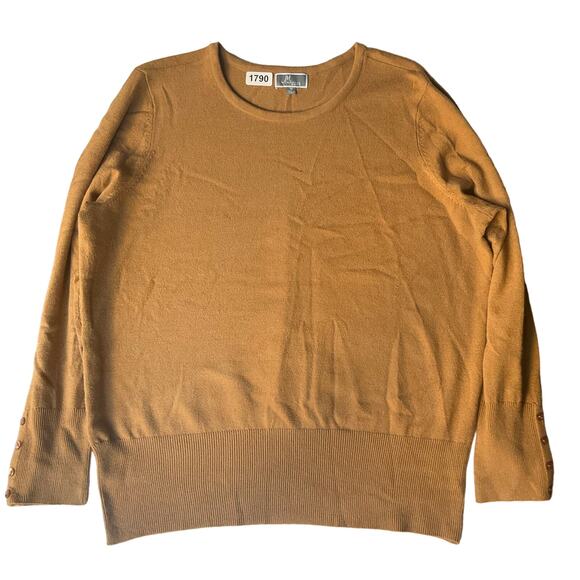 JM Collection Women’s Screw Neck Knit Sweater size XL, Solid Brown - Picture 1 of 10
